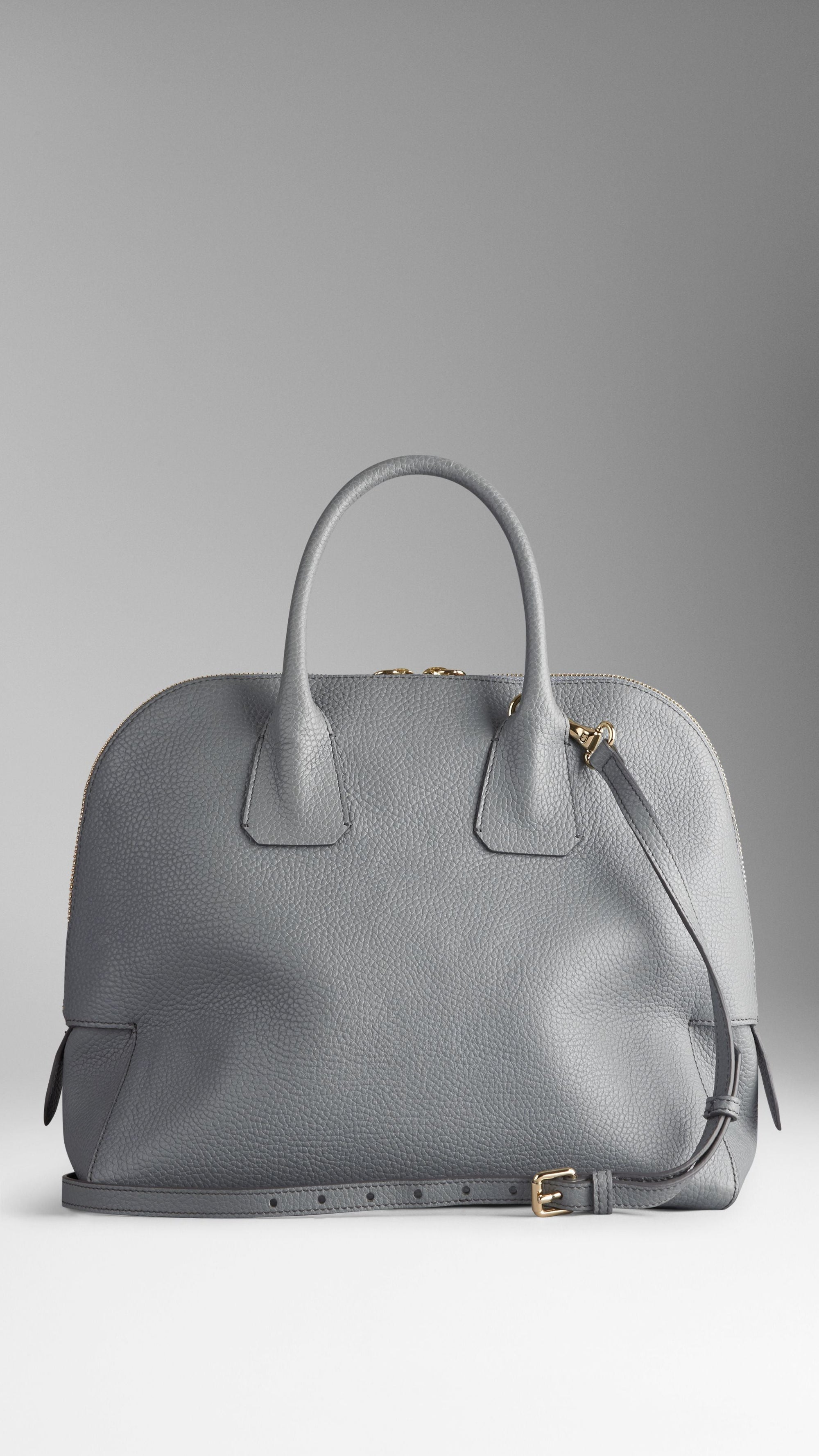Sac bowling medium en cuir grainé - Storm Grey