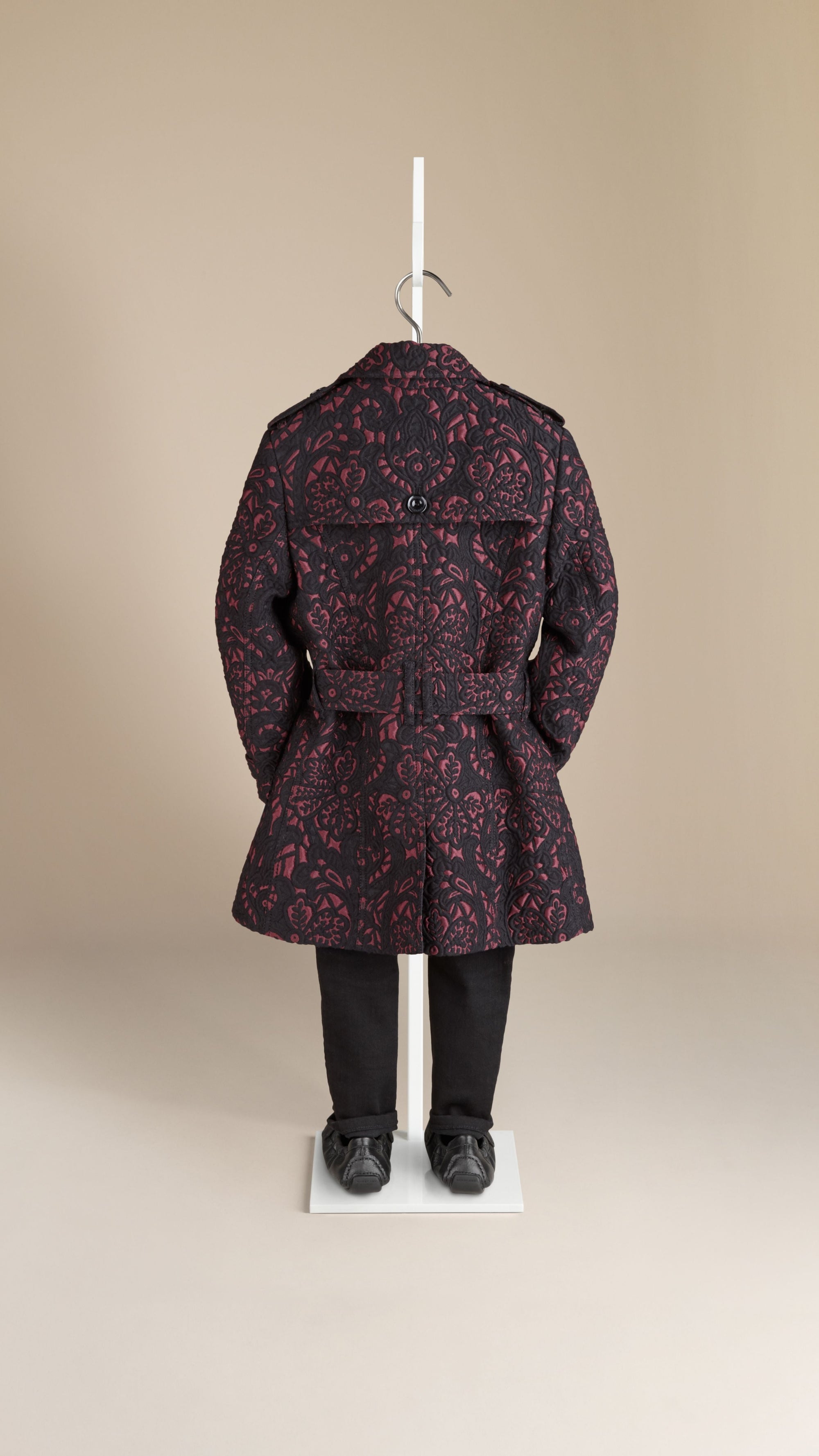 Trench-coat en jacquard à motif floral - Deep Claret