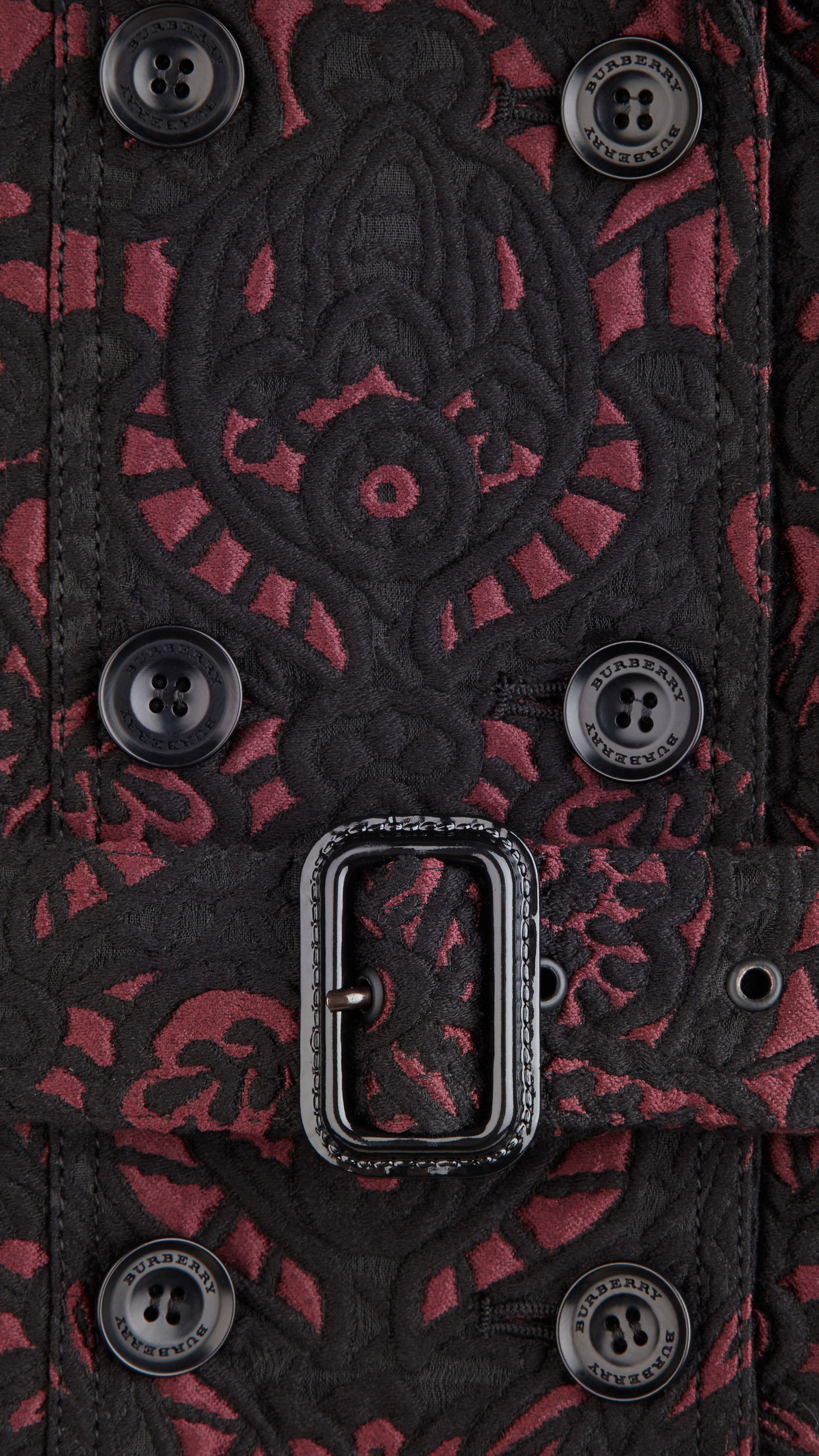 Trench-coat en jacquard à motif floral - Deep Claret