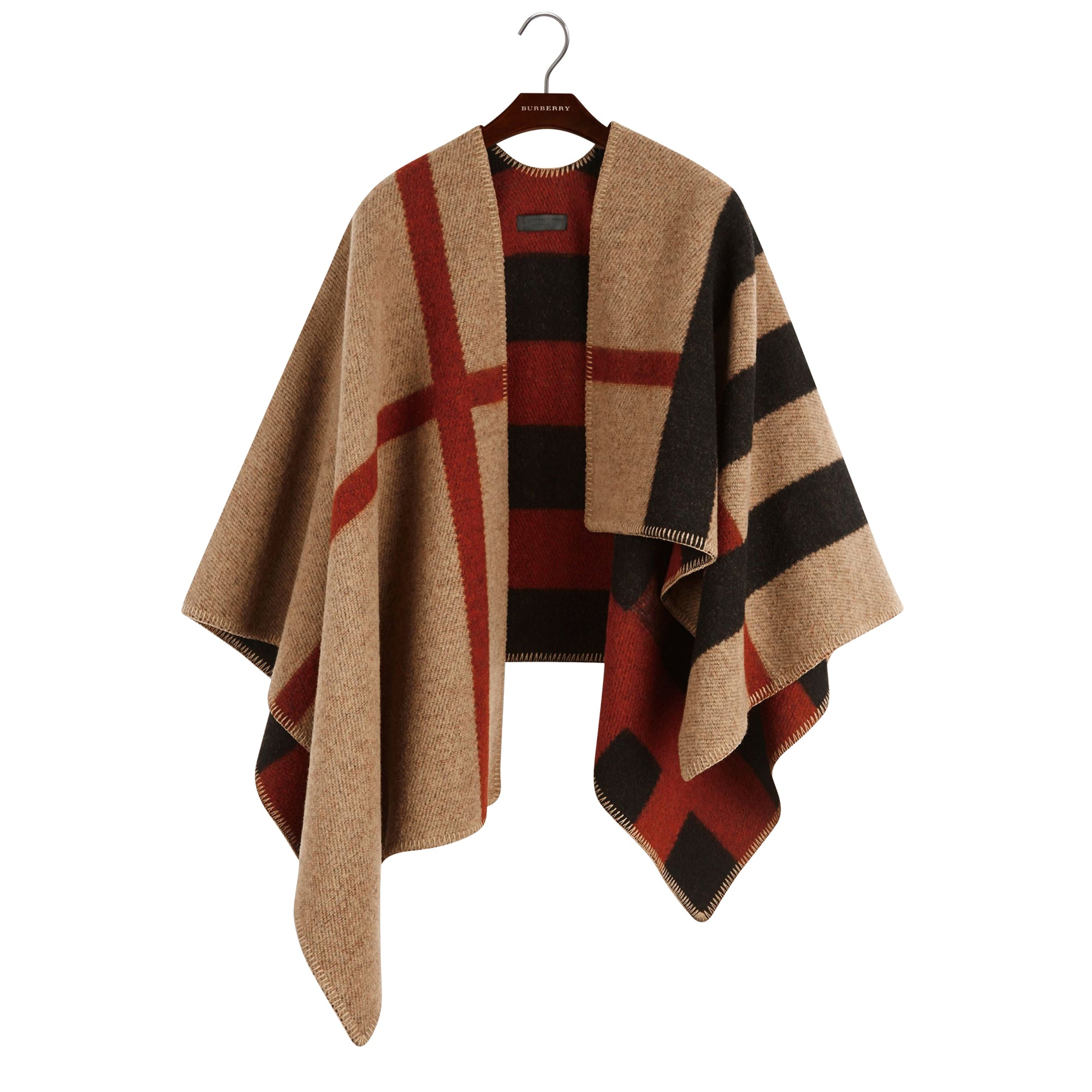 Poncho plaid en laine et cachemire à motif check - House Check & Black