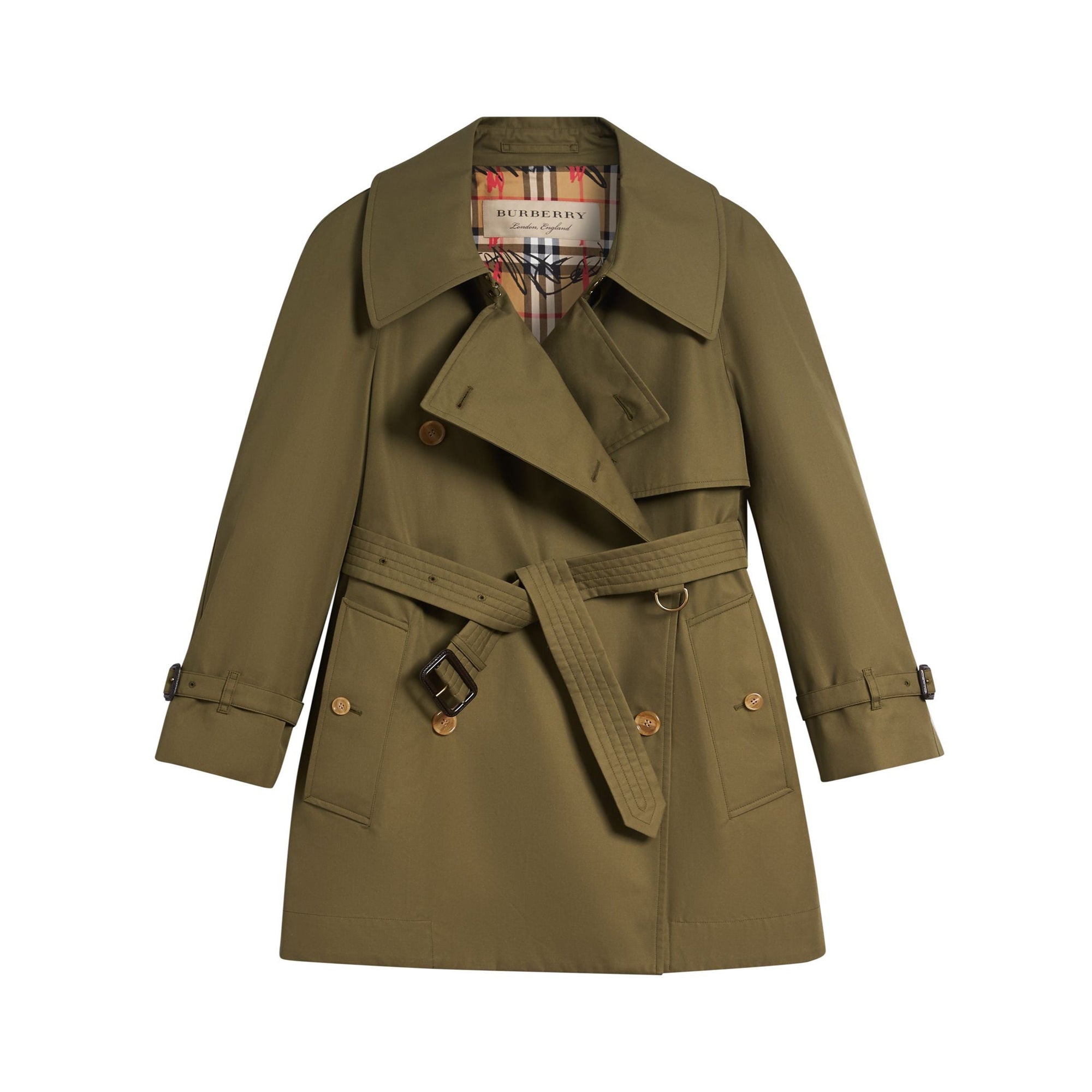 Trench en gabardine de coton avec col surdimensionné - Military Olive