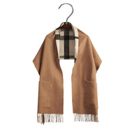 Étole en cachemire et laine avec doublure à motif check - Ivory