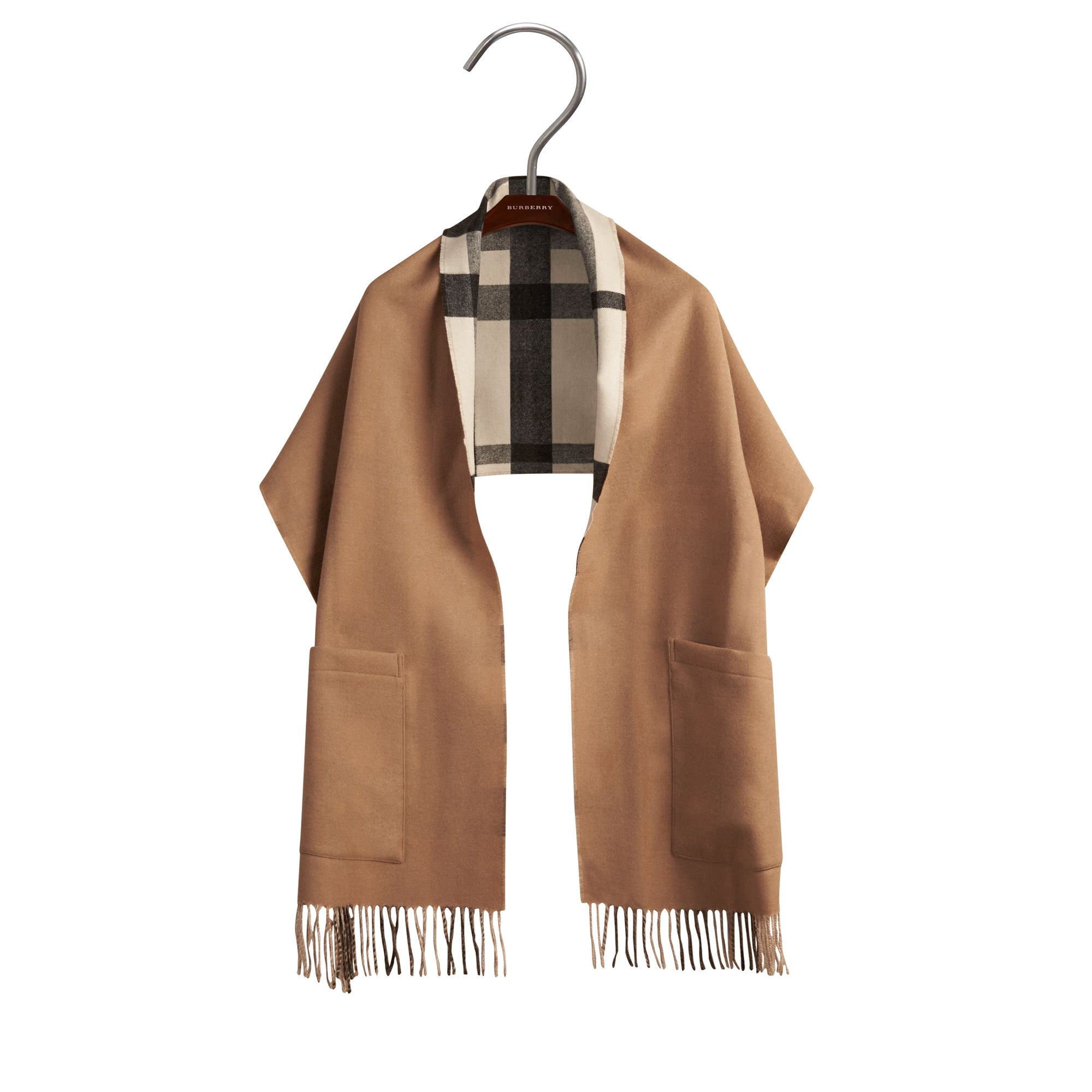 Étole en cachemire et laine avec doublure à motif check - Ivory