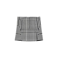 Minijupe en laine technique check et rayée - Black