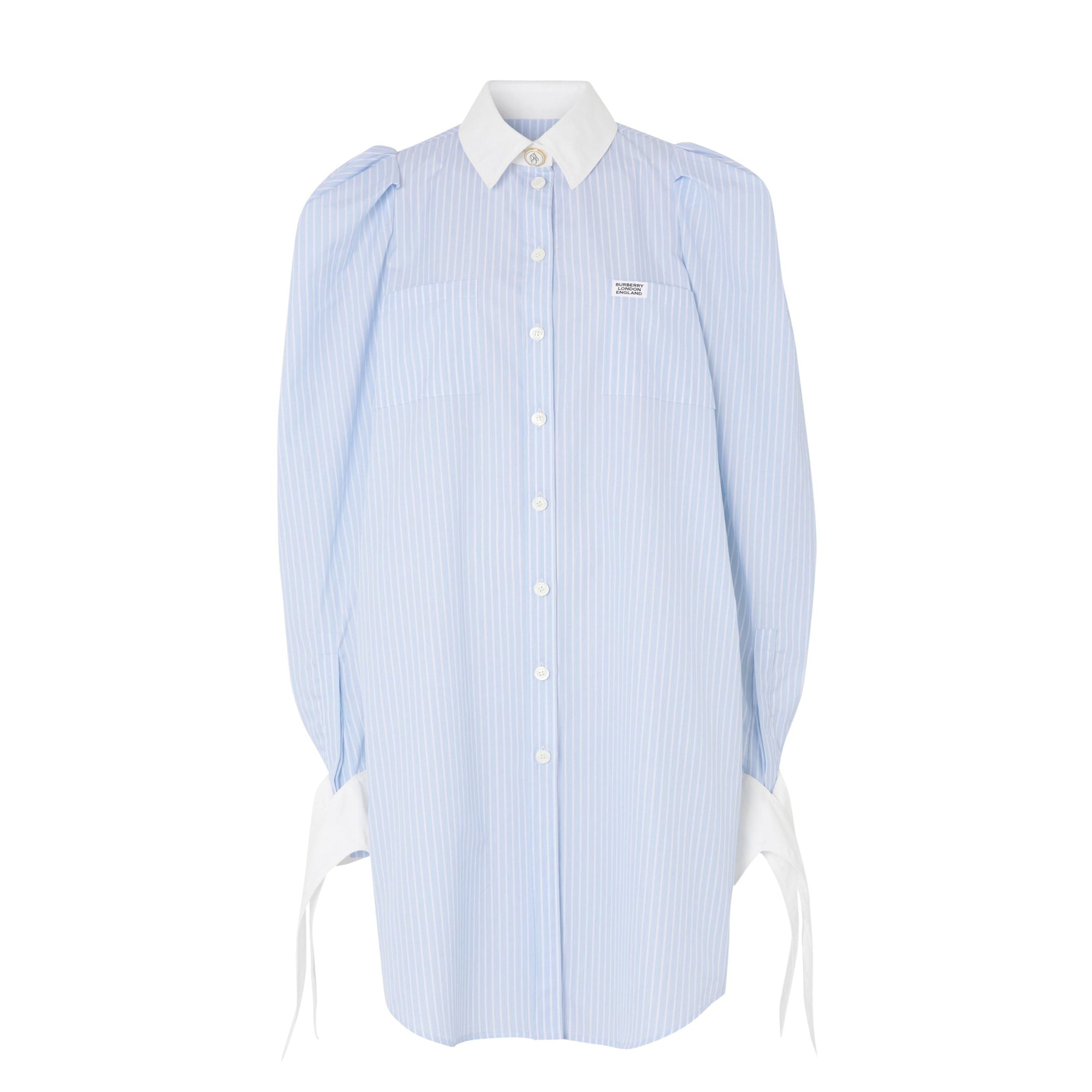 Robe chemise en popeline de coton rayée - Pale Blue Stripe