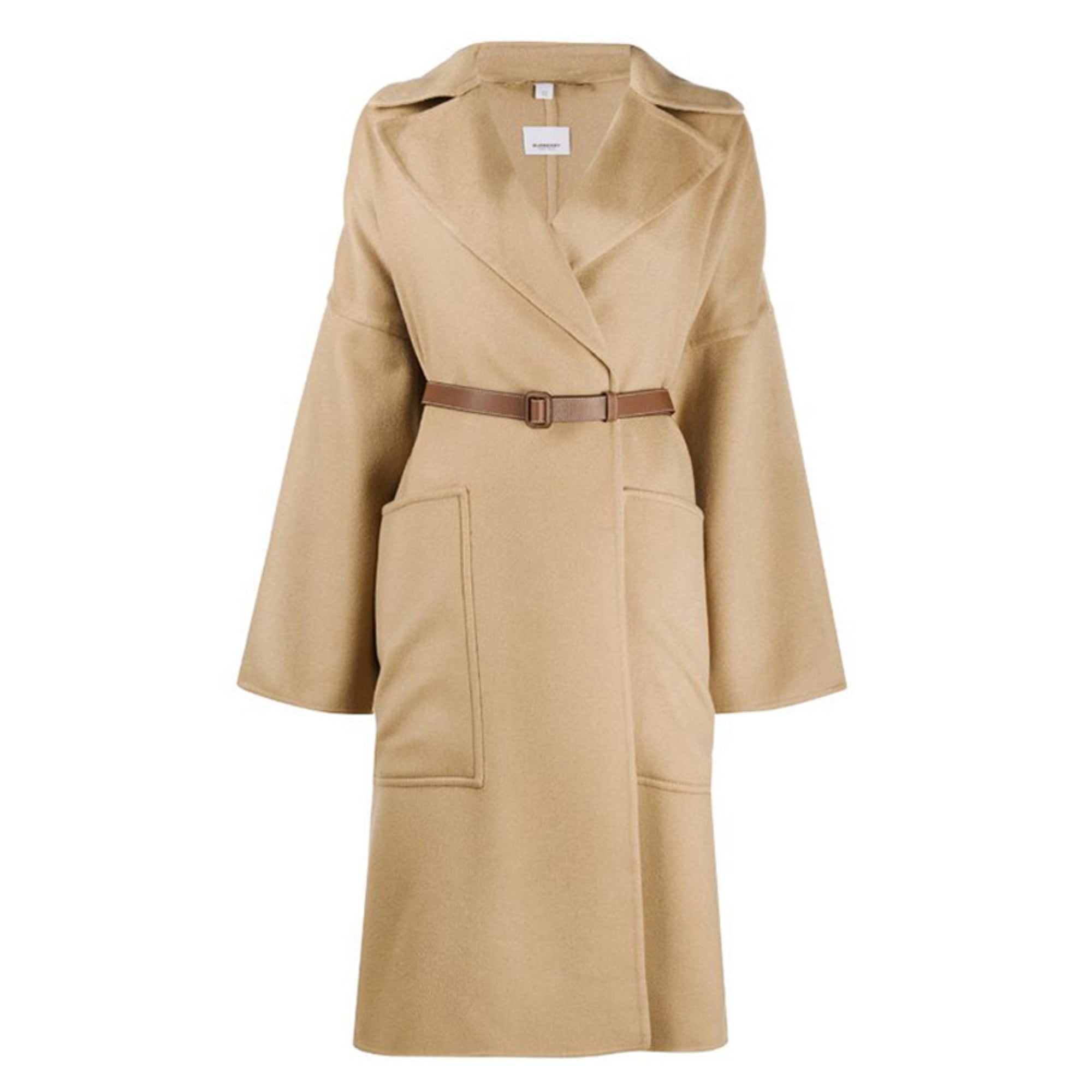 Manteau portefeuille en cachemire double face avec poches - Camel