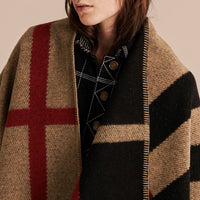 Poncho plaid en laine et cachemire à motif check - House Check & Black