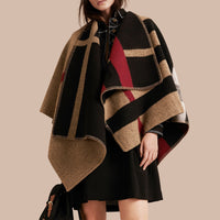 Poncho plaid en laine et cachemire à motif check - House Check & Black