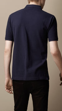 Polo avec patte en check - True Navy