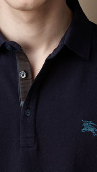 Polo avec patte en check - True Navy
