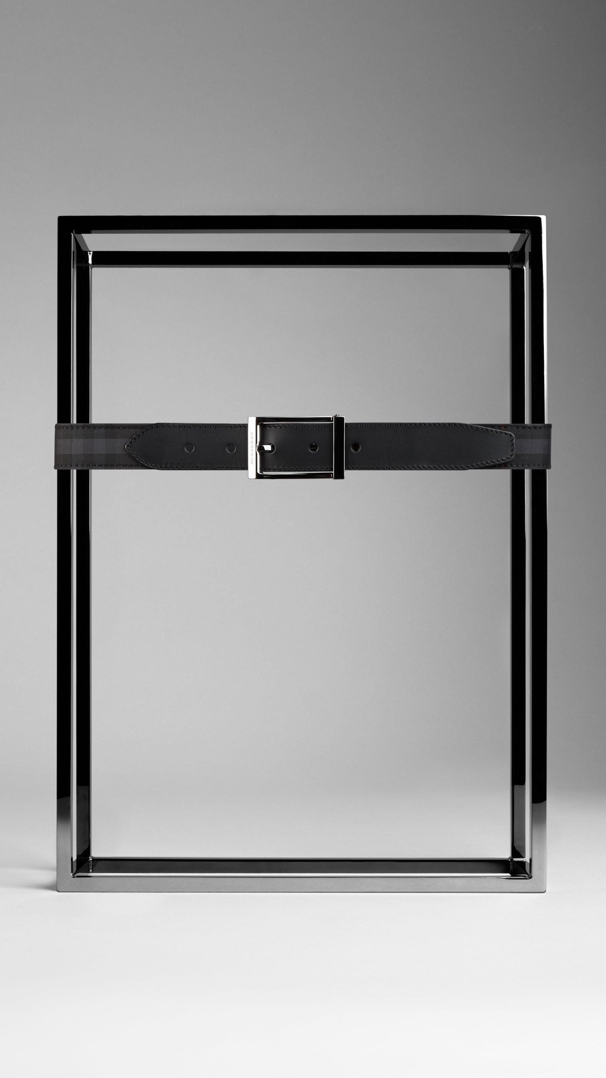Ceinture réversible à motif Horseferry check - Charcoal & Black