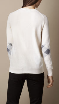 Pull aiguilleté en cachemire et coton - Natural White