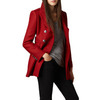 Manteau en double sergé de laine - Damson Red