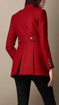 Manteau en double sergé de laine - Damson Red