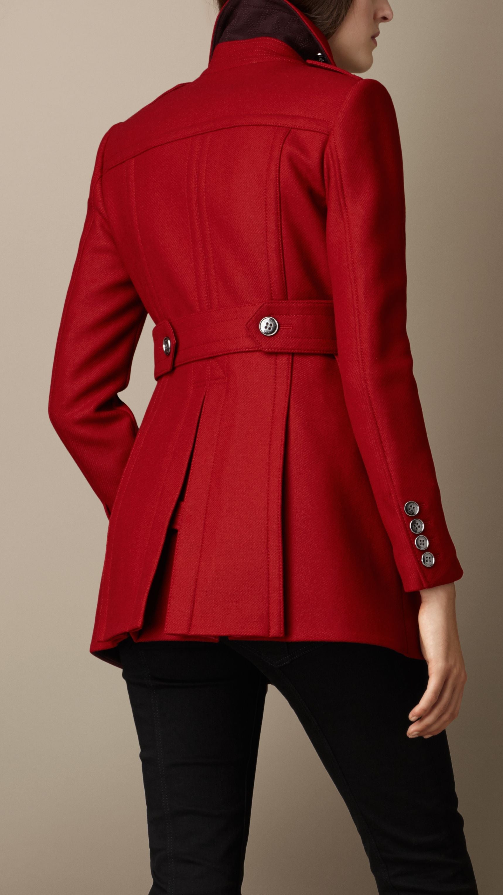 Manteau en double sergé de laine - Damson Red