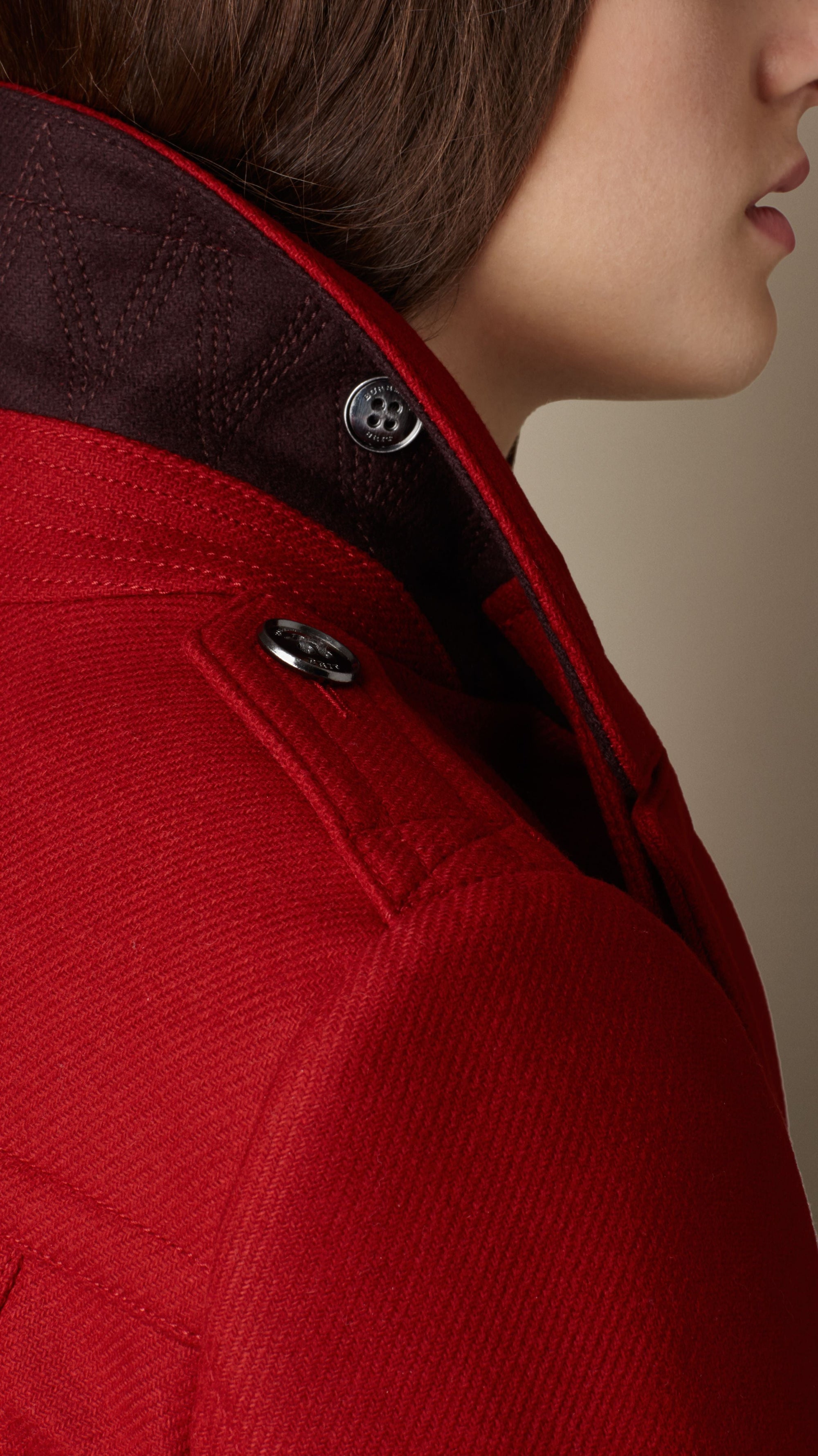 Manteau en double sergé de laine - Damson Red