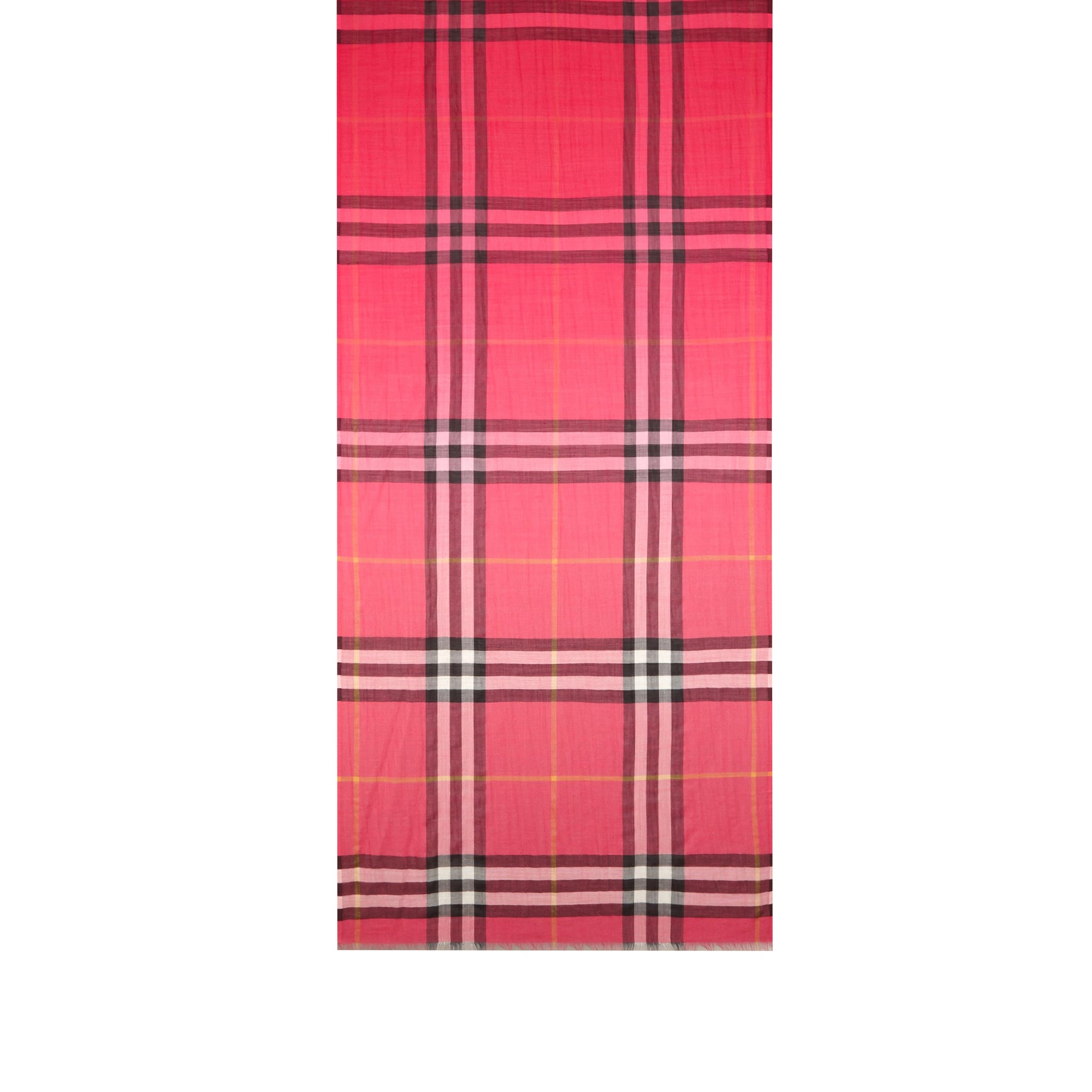 Écharpe légère en laine et soie à motif check ombré - Coral Pink