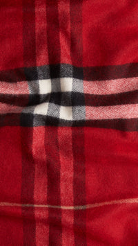 Écharpe en cachemire à motif check à armure métallisée - Parade Red & Red