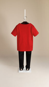 T-shirt avec poche à motif check - Bright Military Red