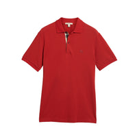 Polo en piqué de coton avec patte à motif check - Military Red