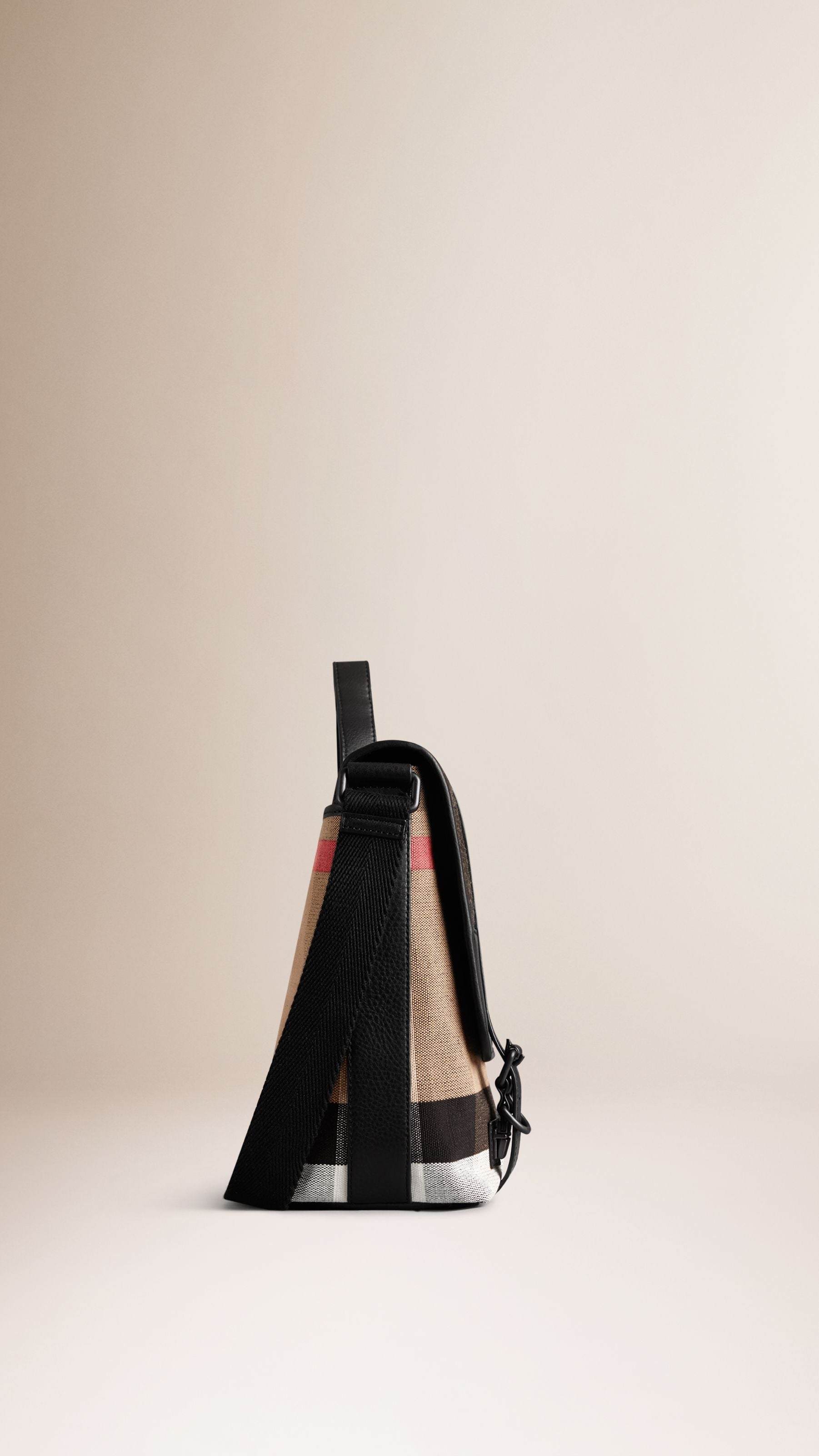 Sac Messenger en toile à motif check - Black