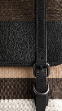 Sac Messenger en toile à motif check - Black