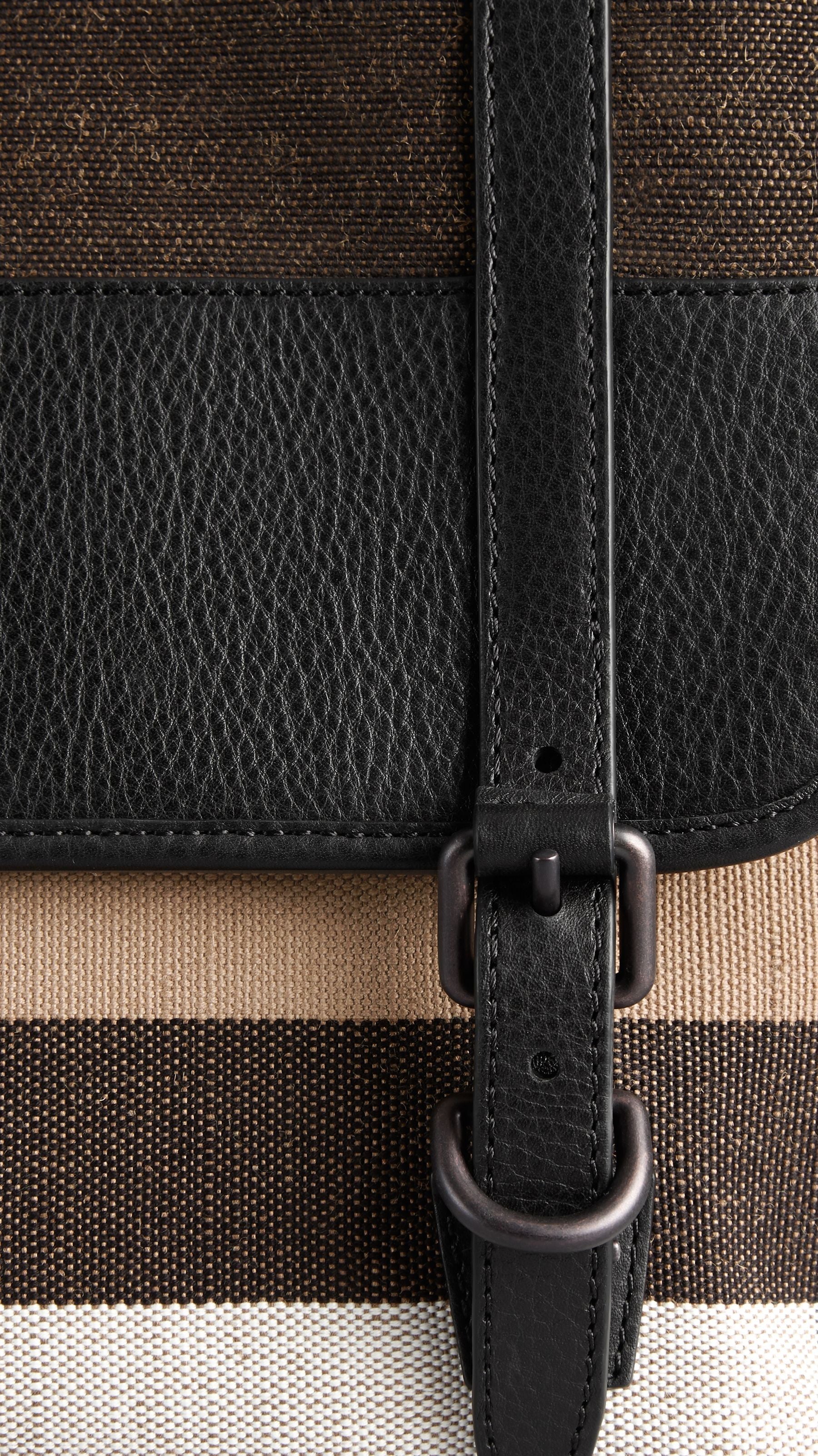 Sac Messenger en toile à motif check - Black