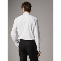 Chemise moderne en popeline de coton à poignets mousquetaires - White
