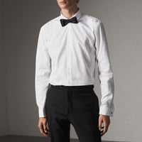 Chemise moderne en popeline de coton à poignets mousquetaires - White