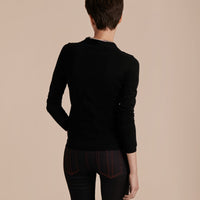 Cardigan en laine avec patte à motif check - Black