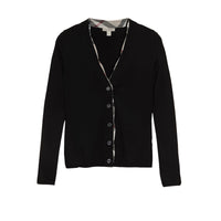 Cardigan en laine avec patte à motif check - Black