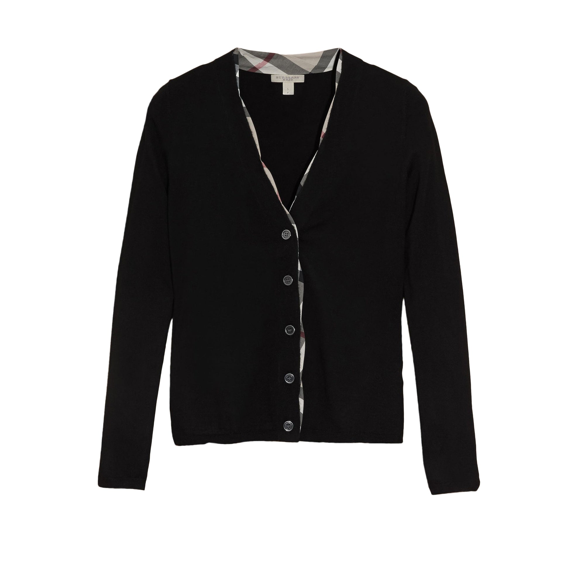 Cardigan en laine avec patte à motif check - Black