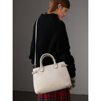Sac The Banner moyen en cuir et coton House check - Natural