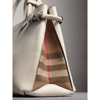 Sac The Banner moyen en cuir et coton House check - Natural