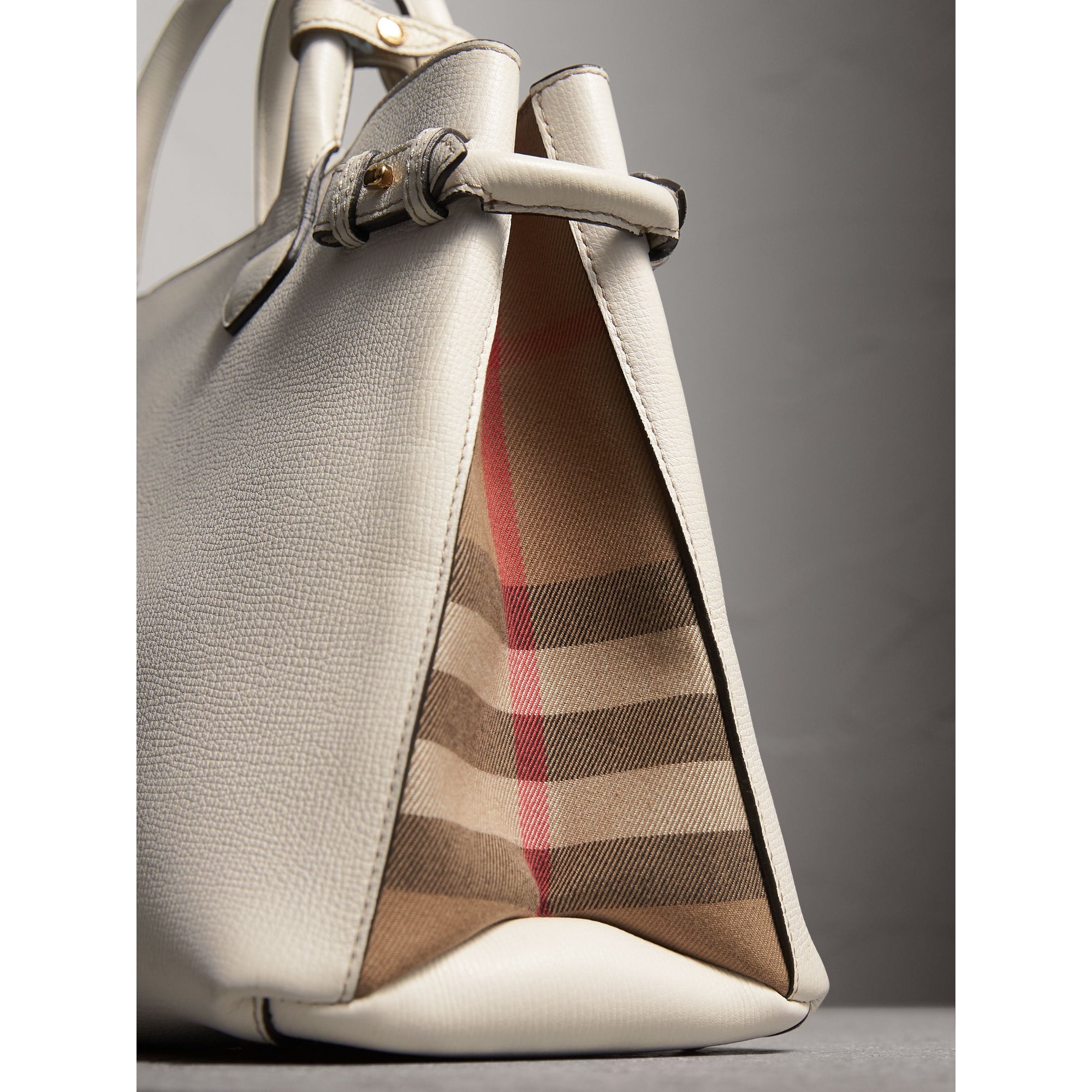 Sac The Banner moyen en cuir et coton House check - Natural