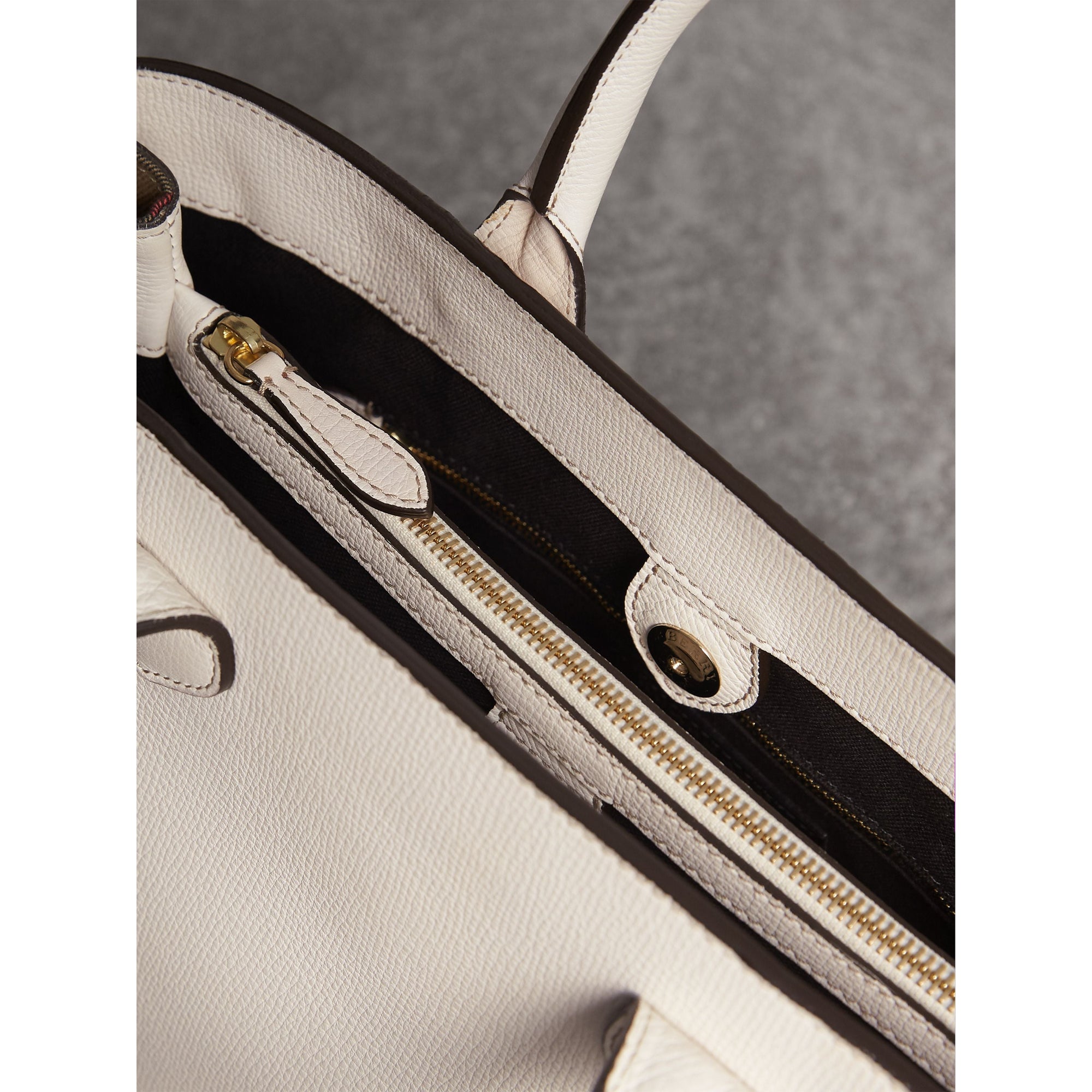 Sac The Banner moyen en cuir et coton House check - Natural