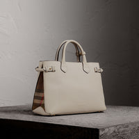 Sac The Banner moyen en cuir et coton House check - Natural