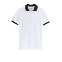 Polo en piqué de coton avec éléments contrastants - White & Mid Grey