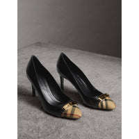 Escarpins en cuir à motif Horseferry check - Black