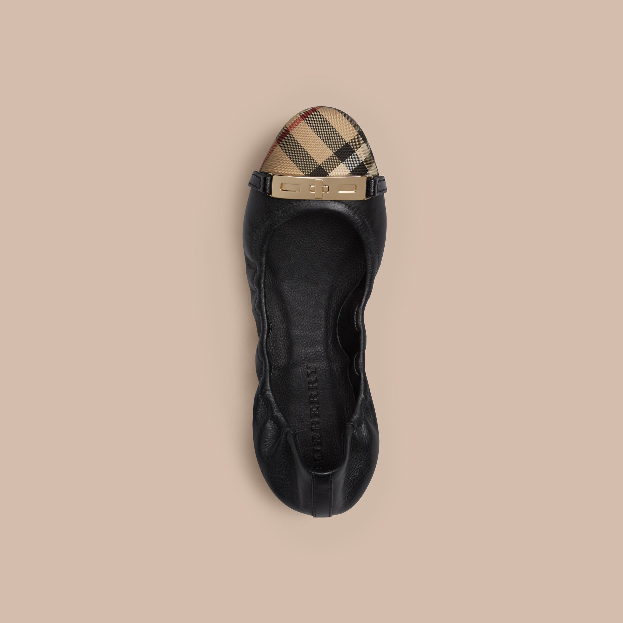 Ballerines en cuir à motif Horseferry check - Black
