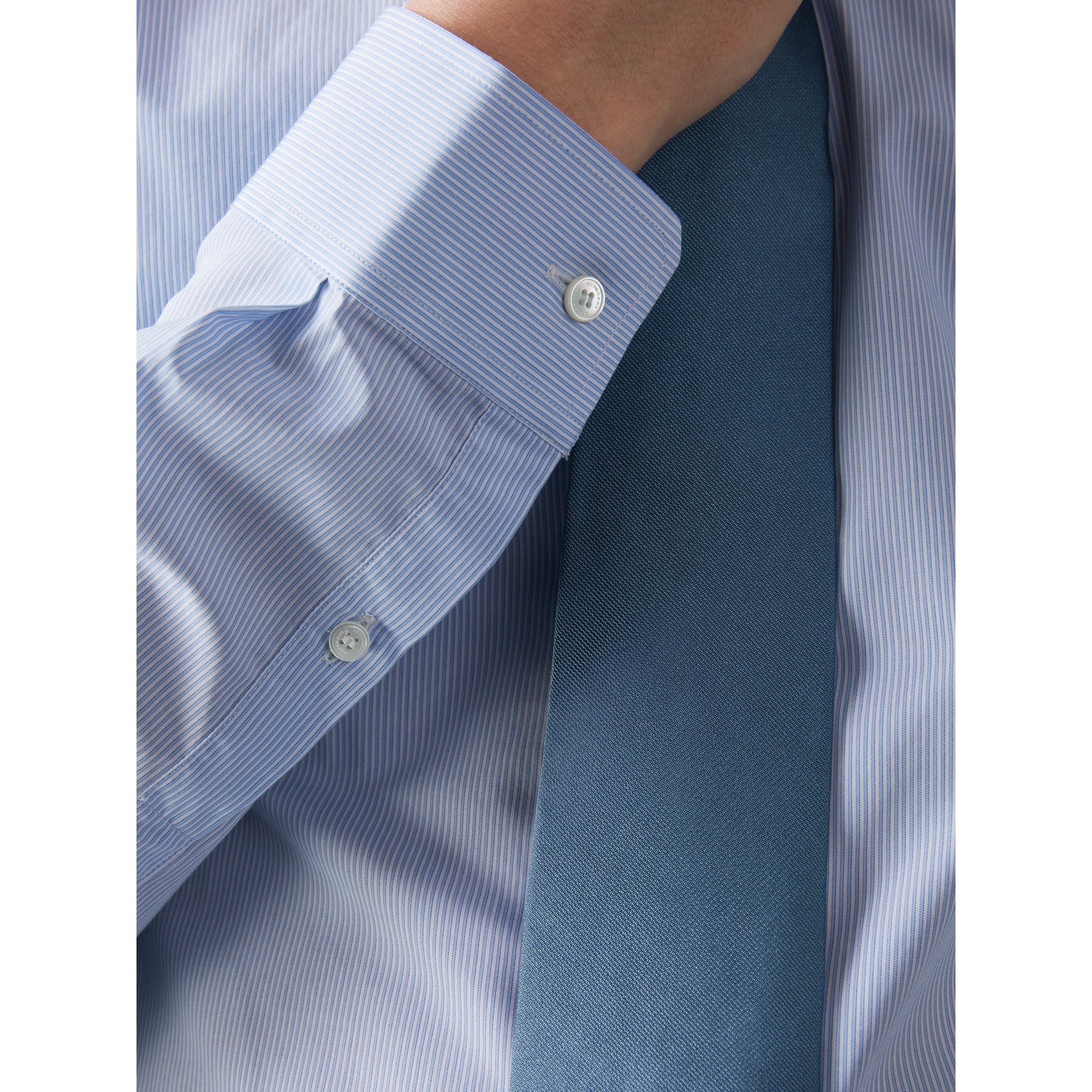 Chemise ajustée en popeline de coton à rayures - City Blue