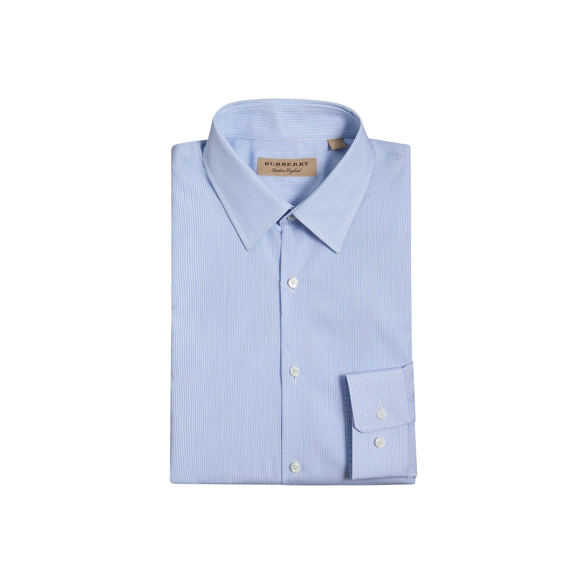 Chemise ajustée en popeline de coton à rayures - City Blue