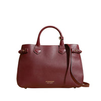 Sac The Banner medium en cuir et coton House check - Mahogany Red