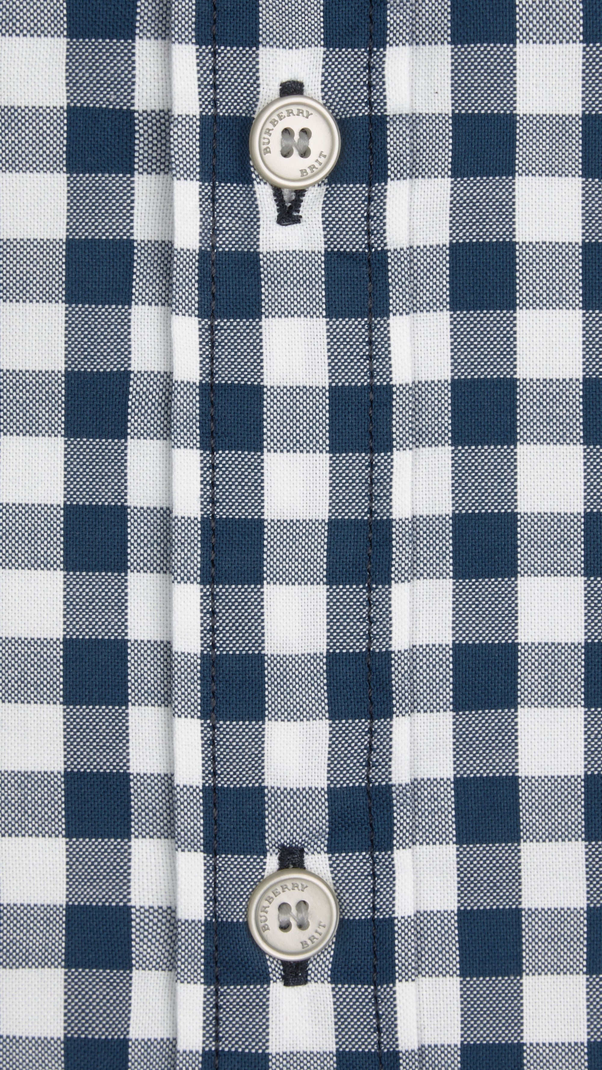 Chemise vichy en coton de couleur contrastante - Mid Indigo