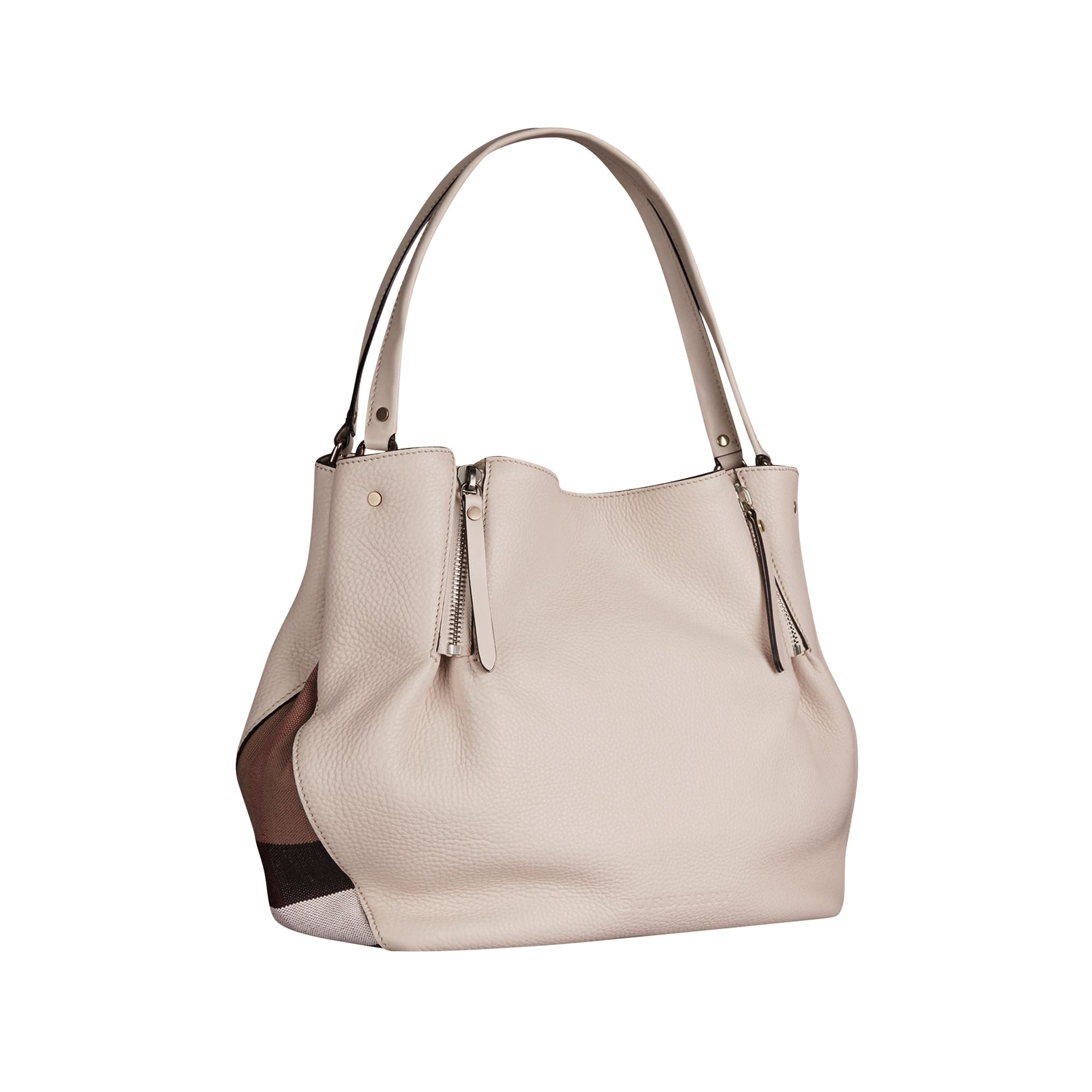 Sac tote medium en cuir orné de touches check - White
