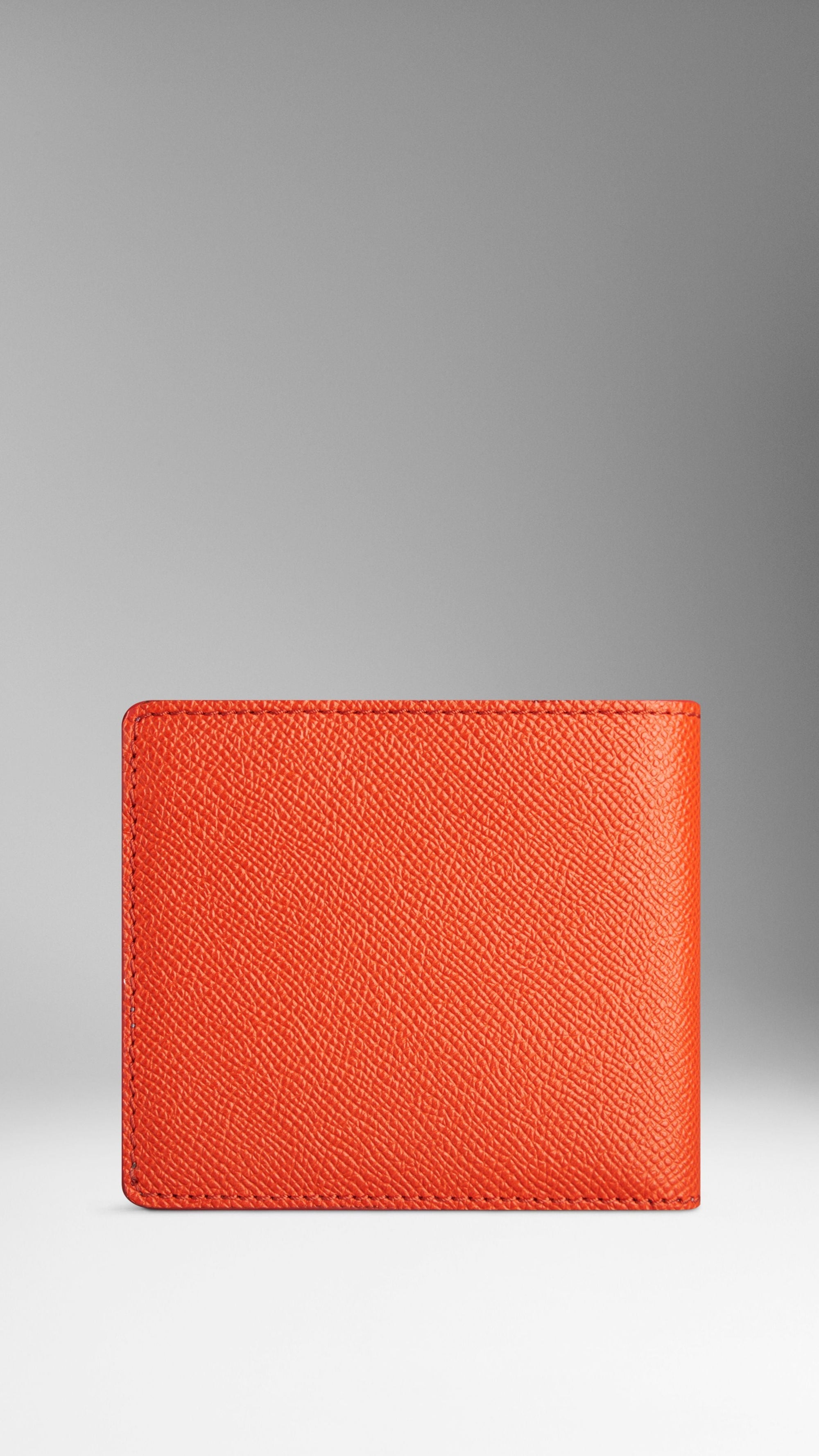Portefeuille à rabat en cuir London - Bright Coral Red