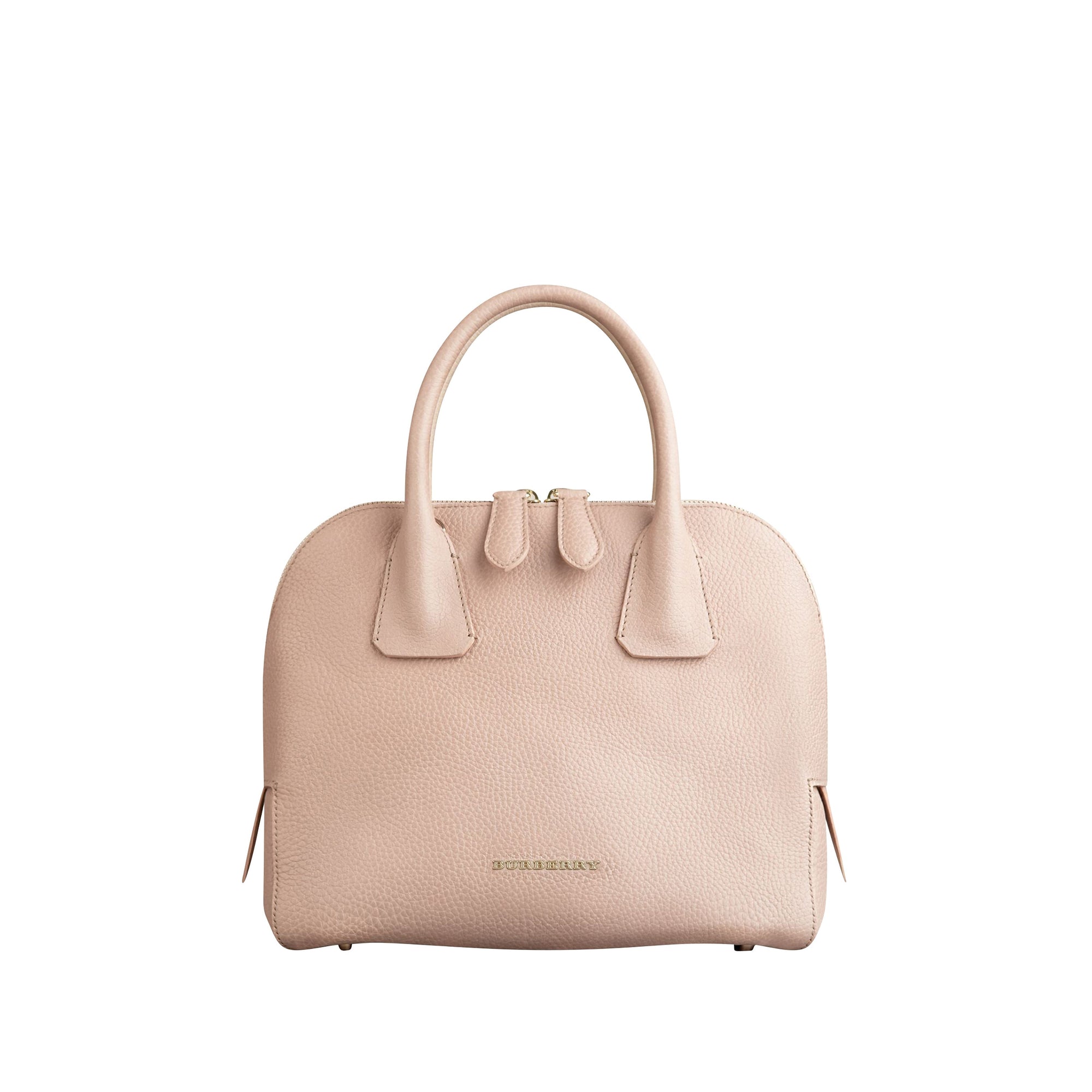 Petit sac bowling en cuir grainé - Light Nude
