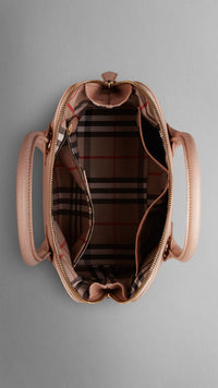 Petit sac bowling en cuir grainé - Light Nude
