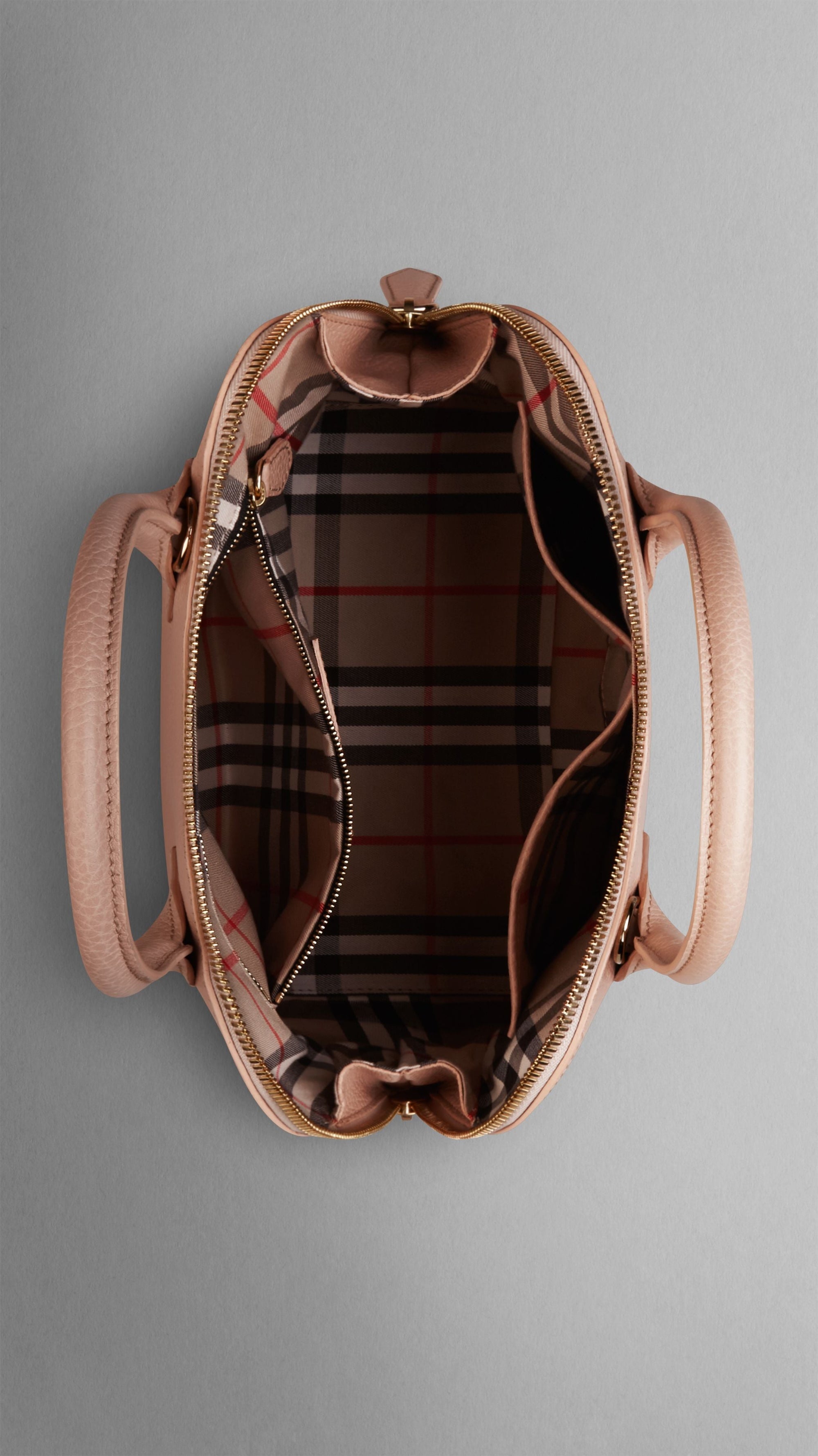 Petit sac bowling en cuir grainé - Light Nude