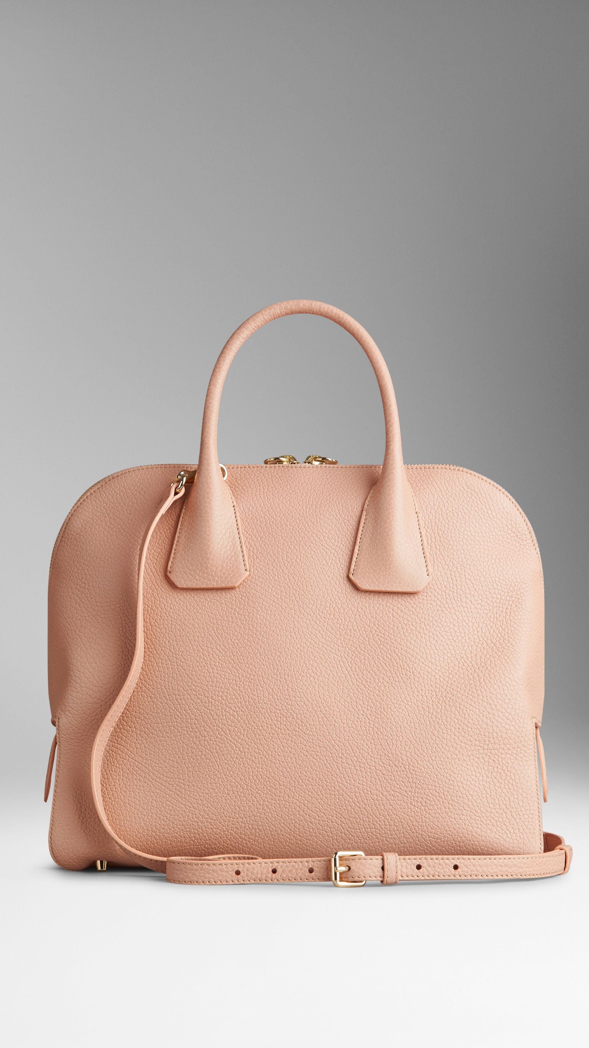 Sac bowling medium en cuir grainé - Light Nude